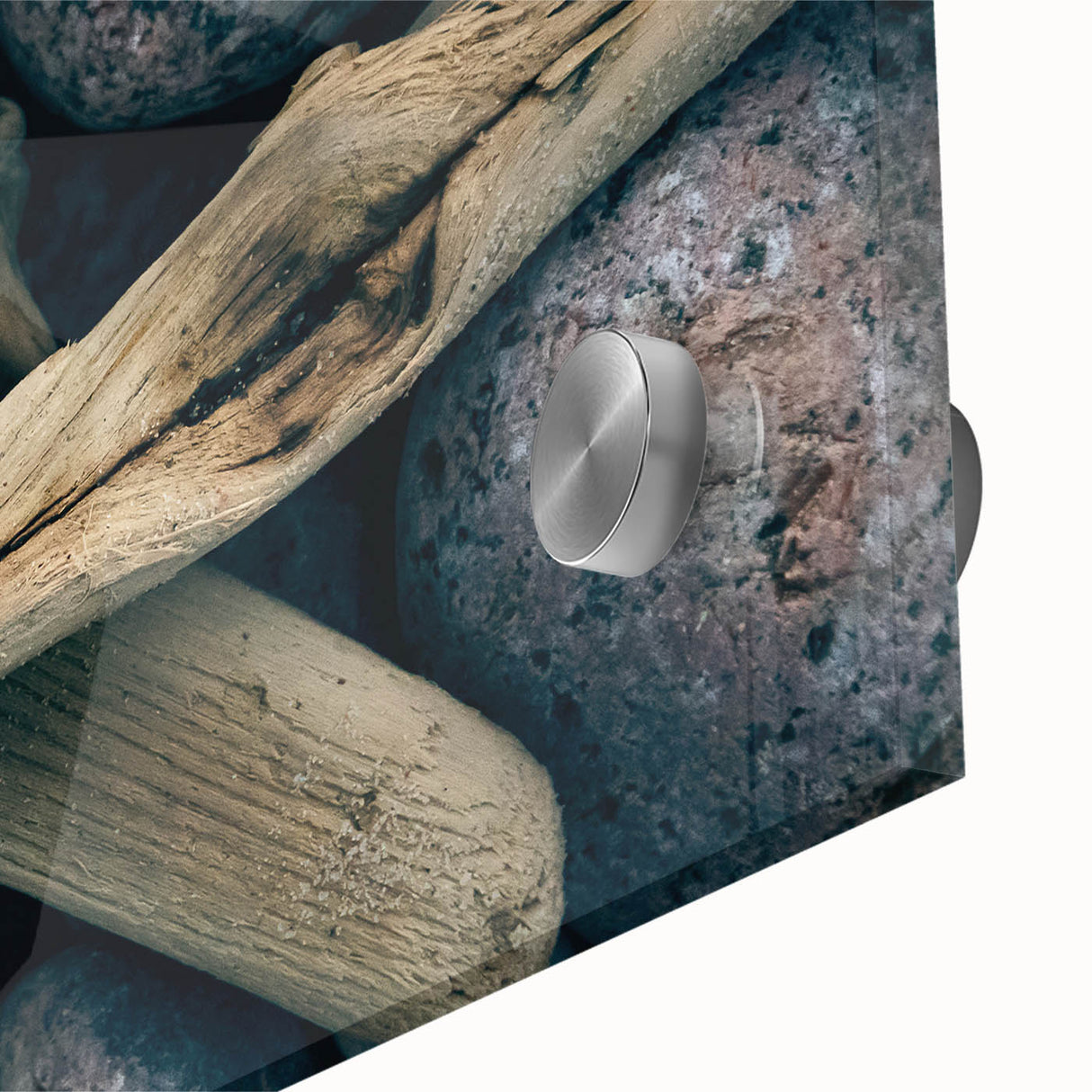 Large abstract wall art depicting a European Lithuanian scenery in muted earth tones on acrylic glass.