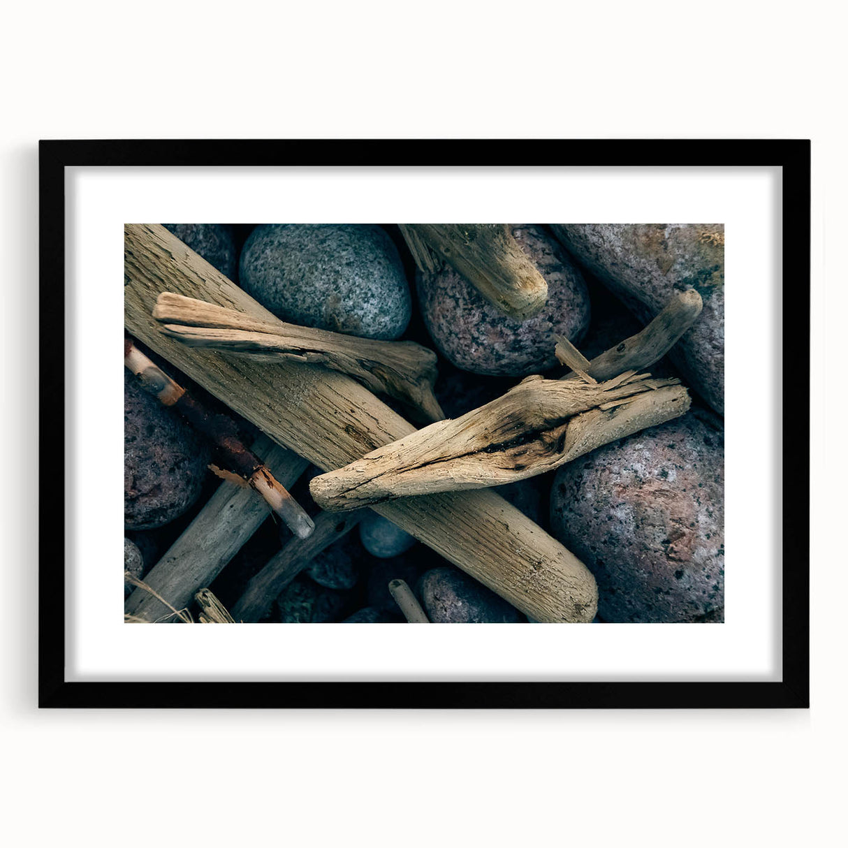 Extra large abstract art print featuring vibrant, colorful textures of a European scenery on a framed black mat.