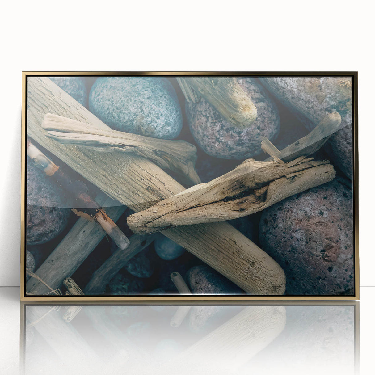 Art deco poster of a European Lithuanian landscape in gold acrylic frame, suitable for modern art wall decor or nursery.