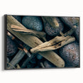 Black and white framed canvas depicting a vintage European landscape, ideal for bedroom wall decor.