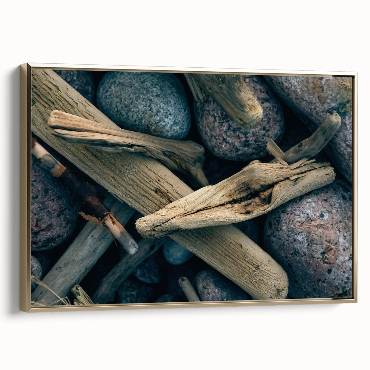 Framed canvas of a vintage-style Lithuanian landscape in muted gold and black tones, ideal for bedroom wall art.