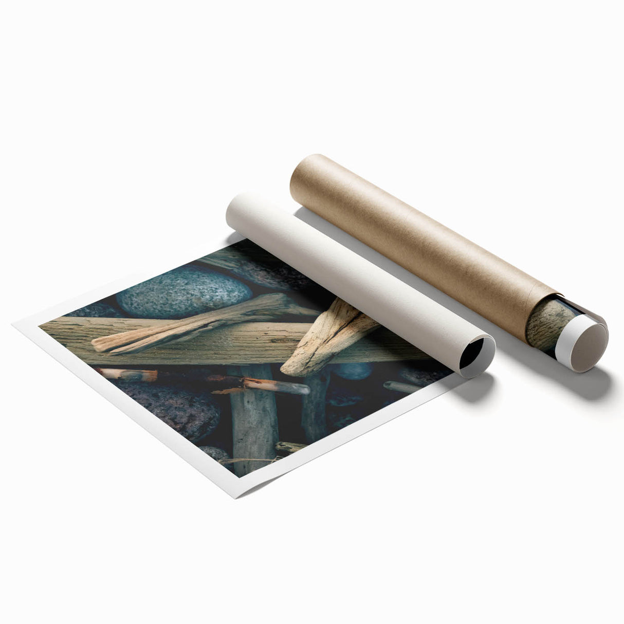 Extra large rolled print of a serene Lithuanian landscape with soft floral elements.