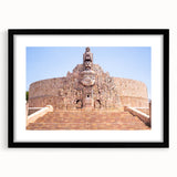 Extra large abstract art print of colorful, textured scenery in Yucatan on a black framed canvas.