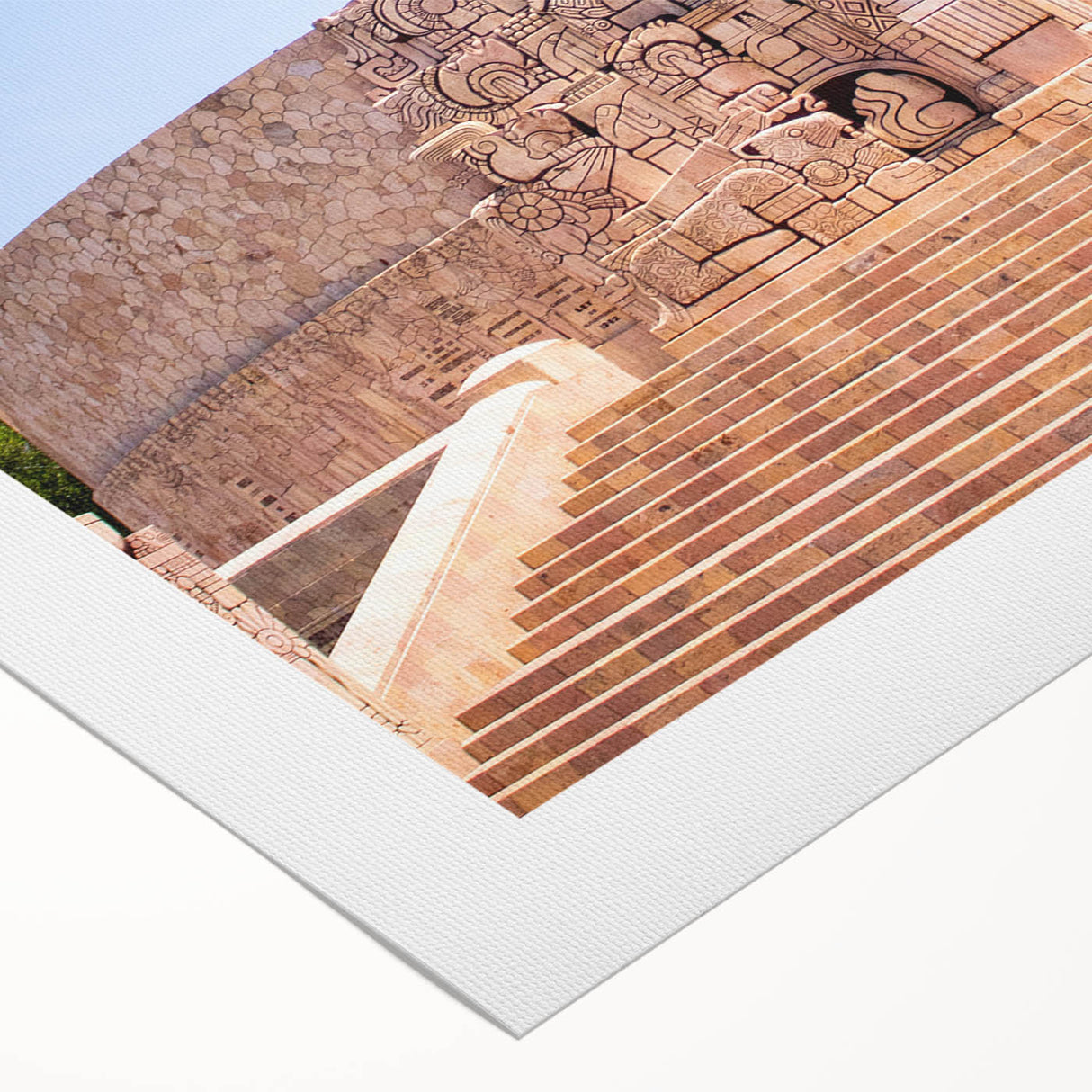 Art deco poster of Yucatan scenery in earth tones on rolled canvas, suitable for dining room wall art.