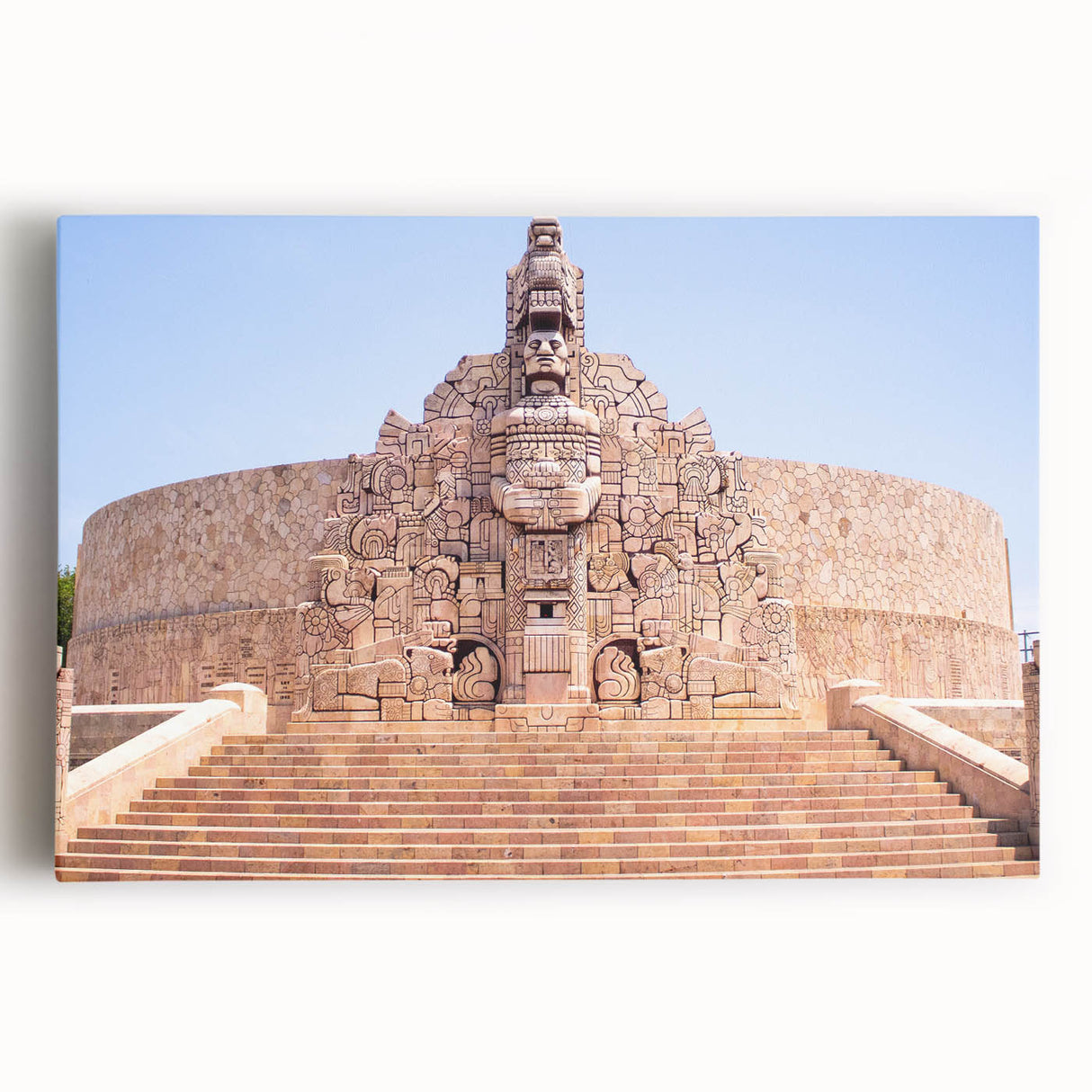 Black and white photograph of Yucatan scenery on stretched canvas, ideal for kitchen wall art.
