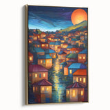 Framed canvas of a black and white oceanic scenery in Fiji, ideal for kitchen wall art.