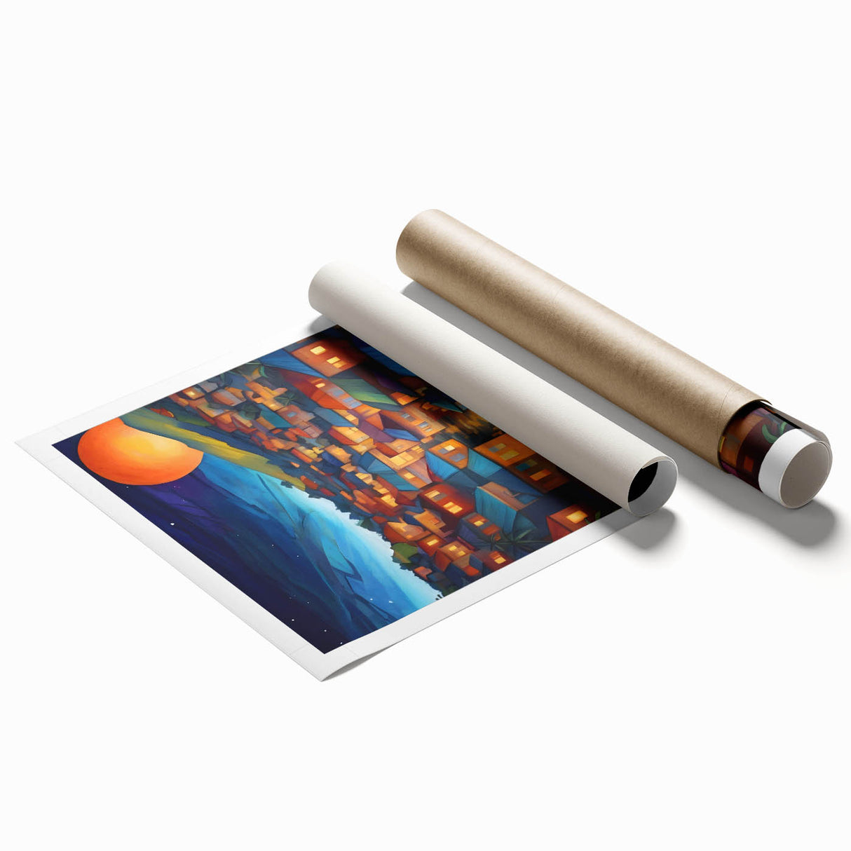 Extra large rolled print of a tranquil Fiji beach scene with soft pastel shades, ideal for classy bathroom wall art.