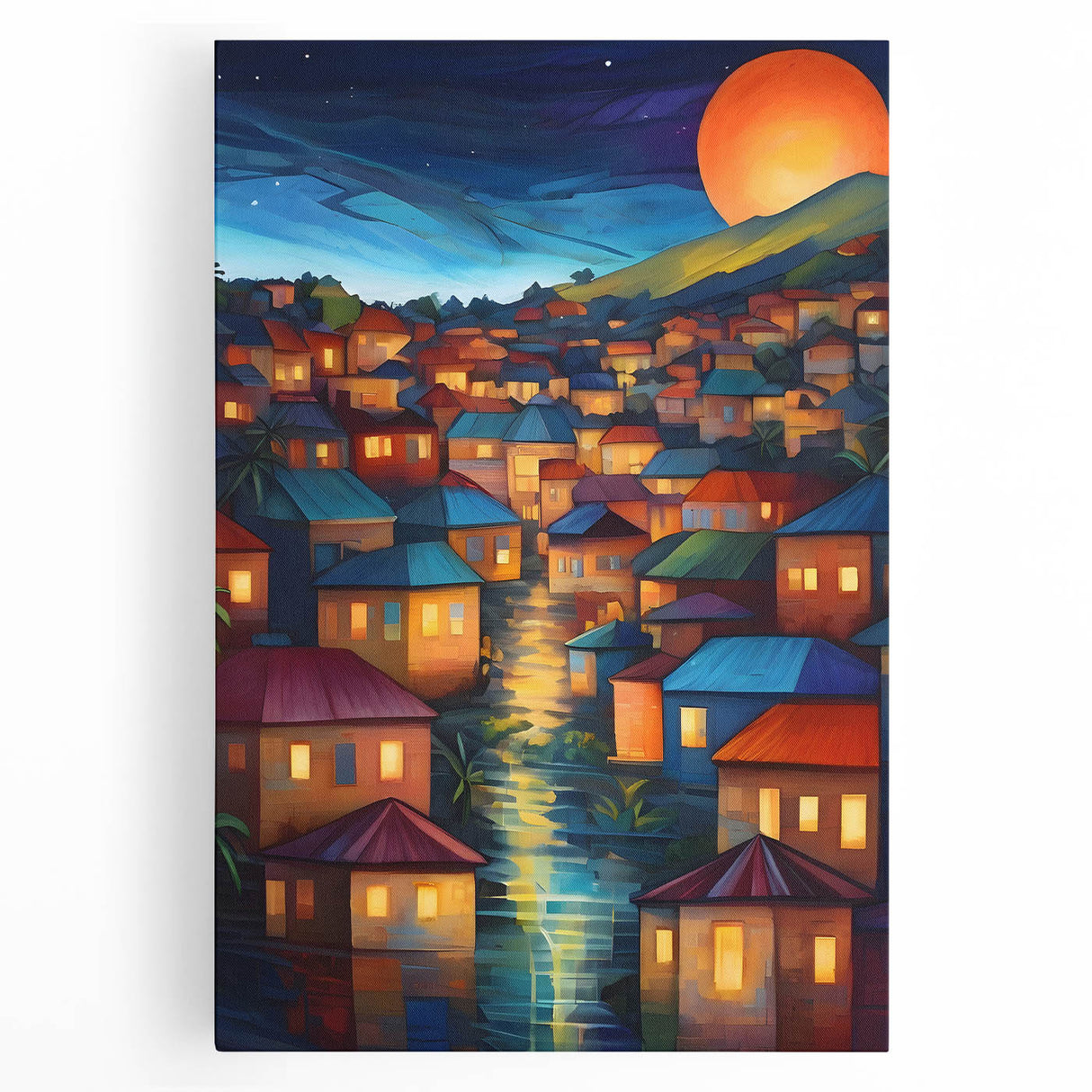 Landscape art painting of a vibrant Fiji scenery on stretched canvas, ideal for living room decor.