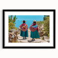 Extra large abstract art print of a colorful Bolivian landscape, textured on a black framed canvas.