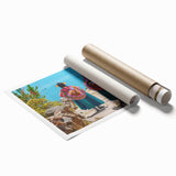 Large rolled canvas print featuring a muted color floral design, ideal for classy bathroom wall art.
