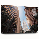 Acrylic print of a large abstract depiction of a Brazilian landscape in vibrant green and blue tones.