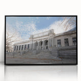 Large abstract wall art depicting a Connecticut scenery in muted earth tones on framed acrylic.