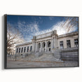 Black and white landscape of Connecticut, framed canvas, vintage poster style, ideal for bedroom decor.