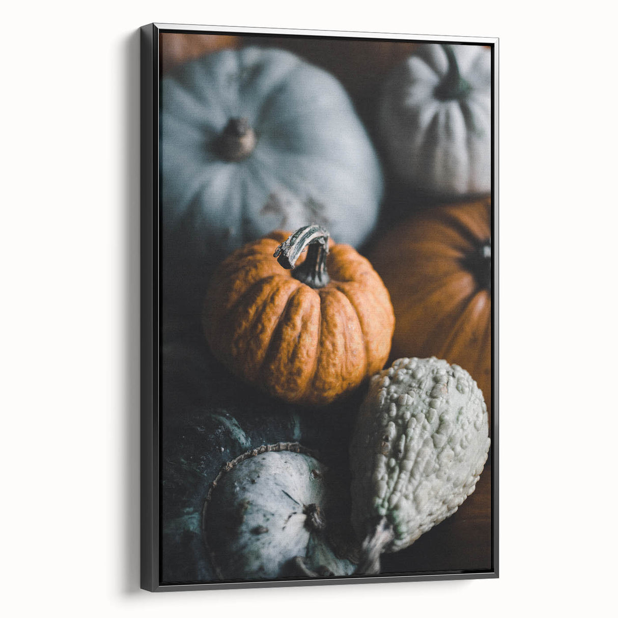 Black and white vintage poster art of a fall landscape on framed canvas, suitable for bedroom decor.
