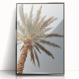 Mid-century modernist art featuring abstract shapes in pastel shades on a silver-framed acrylic print.