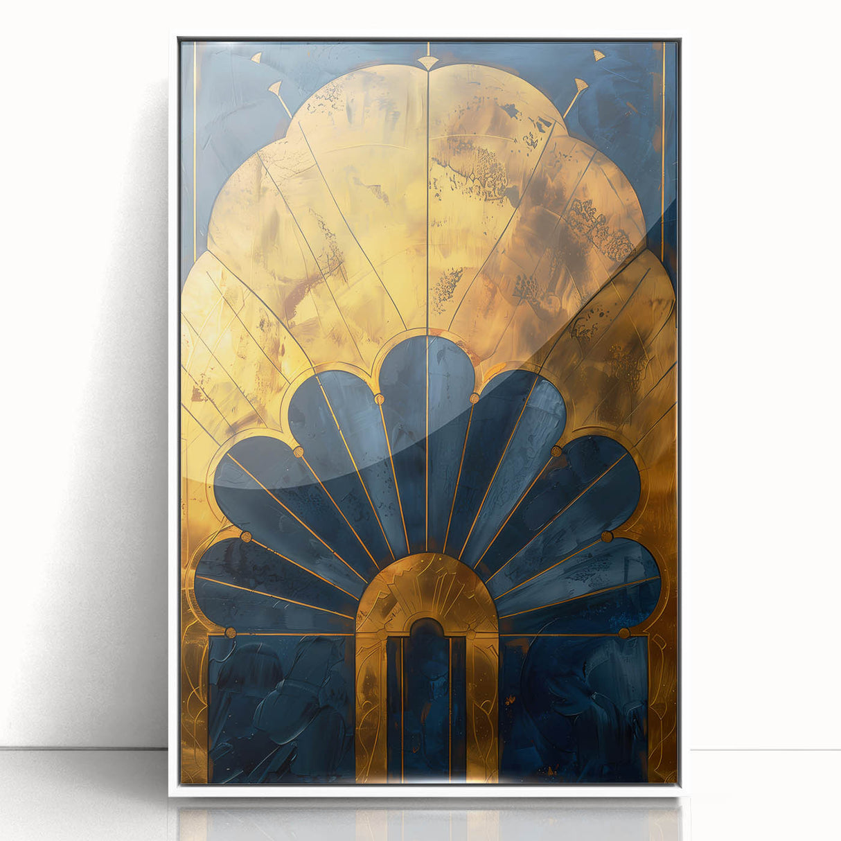 Acrylic Dining Room Artwork – Gold and Navy Art Deco Wall Decor