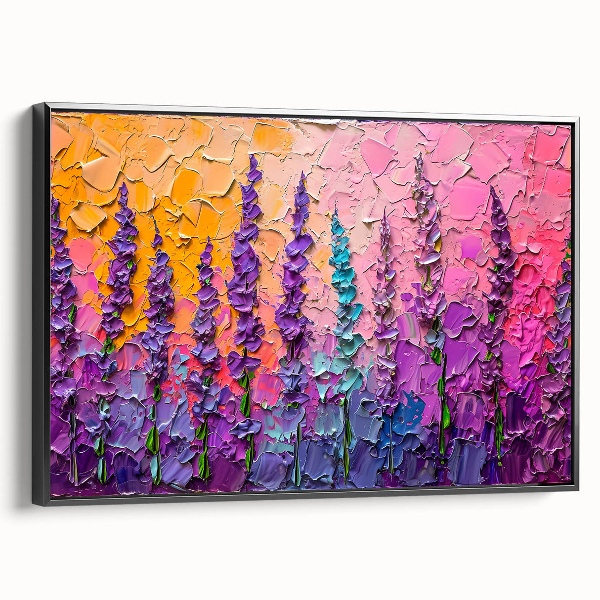 Vibrant Floral Living Room Wall Art - Modern Textured Canvas