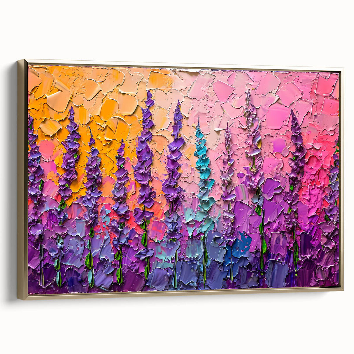 Vibrant Floral Living Room Wall Art - Modern Textured Canvas
