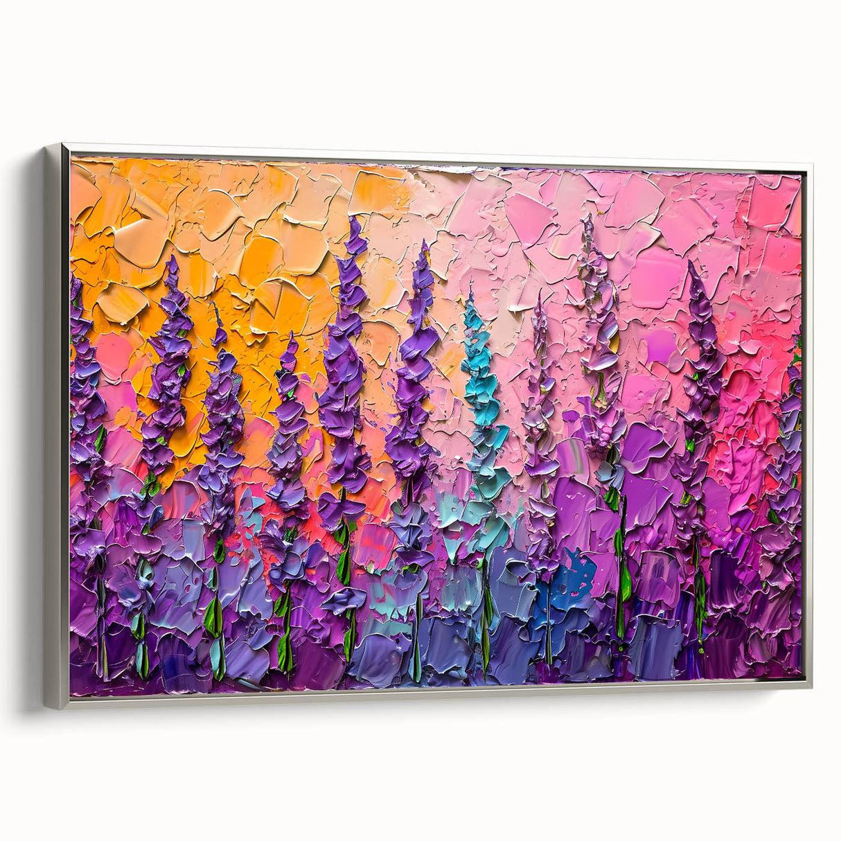 Vibrant Floral Living Room Wall Art - Modern Textured Canvas