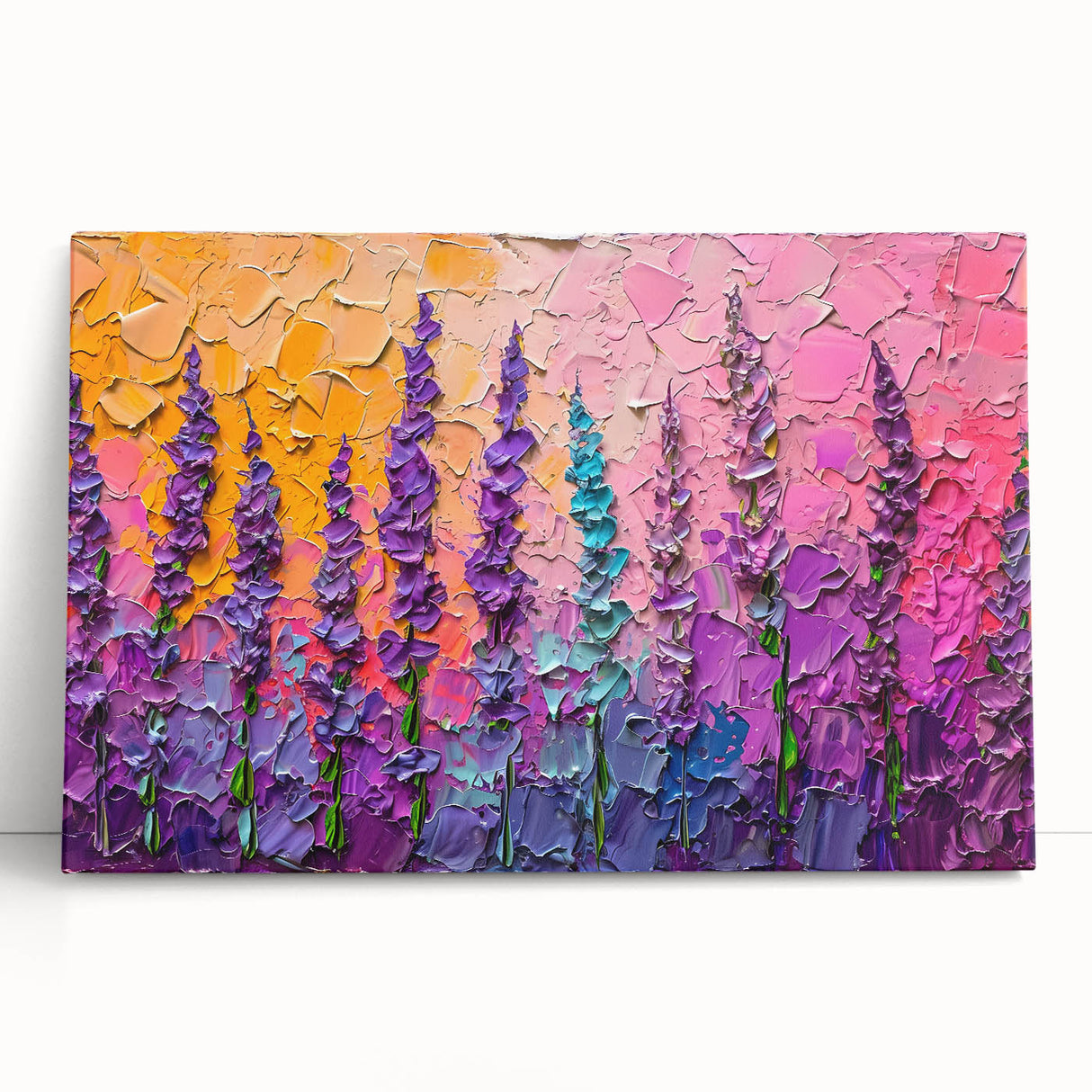 Vibrant Floral Living Room Wall Art - Modern Textured Canvas