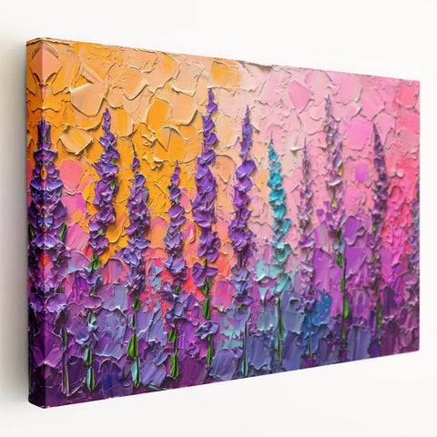 Vibrant Floral Living Room Wall Art - Modern Textured Canvas