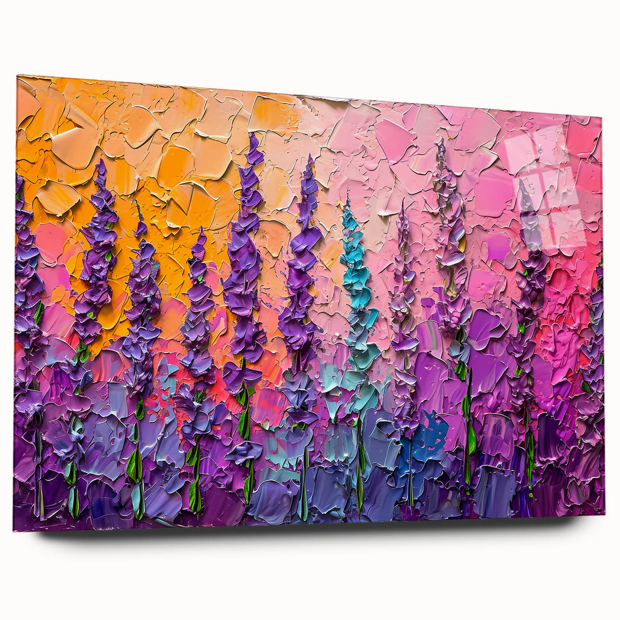 Vibrant Floral Living Room Wall Art - Modern Textured Canvas