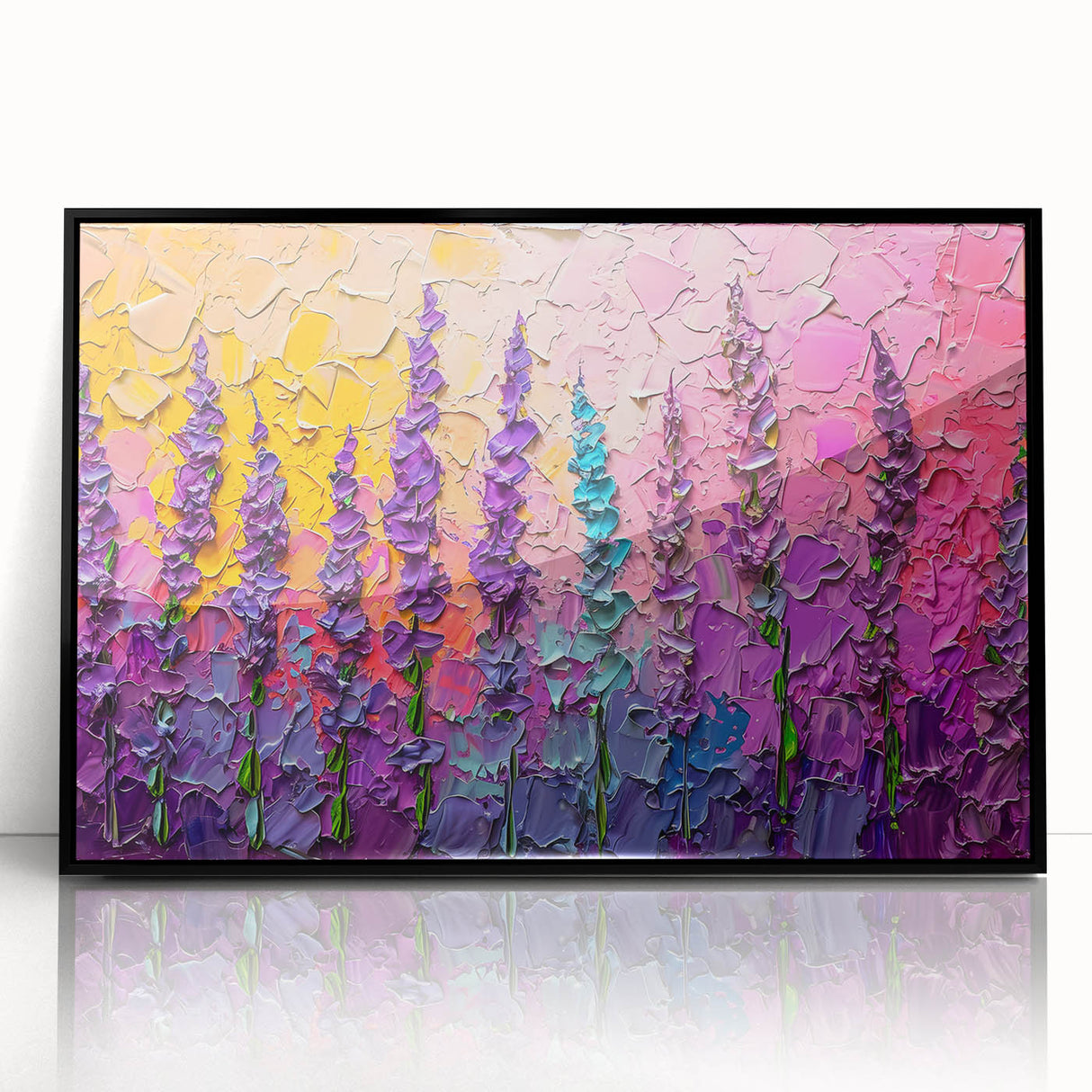 Vibrant Floral Living Room Wall Art - Modern Textured Canvas