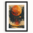 Abstract minimalist wall art framed in black, showcasing a modern design with a mat. Ideal for contemporary decor, enhancing any living space with elegance.