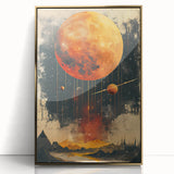 Framed abstract minimalist wall art featuring a gold-acrylic design, displayed from a front view against a neutral background, ideal for modern decor.