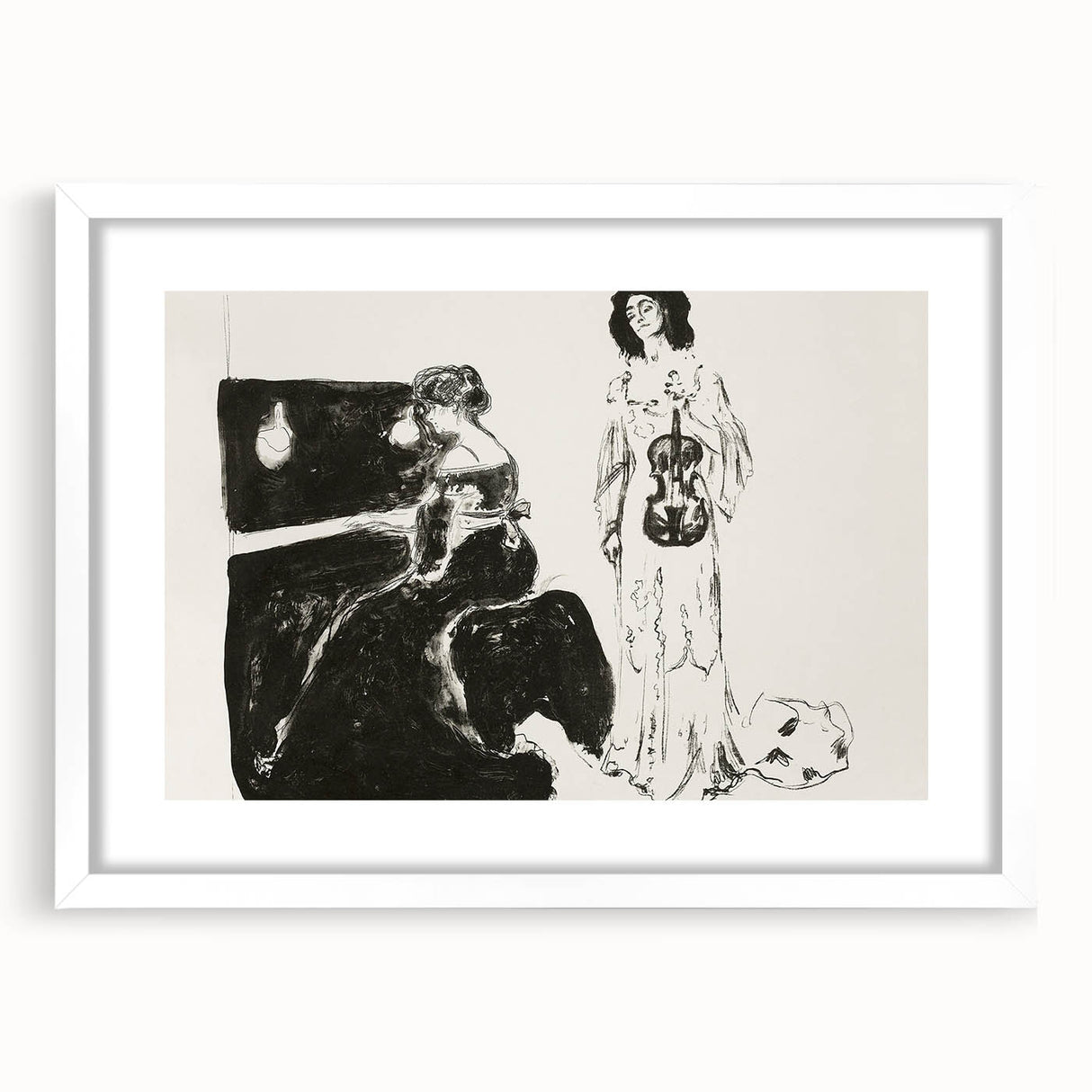 Expressionist Art: Monochrome Violin Concert in Modern Expressionism