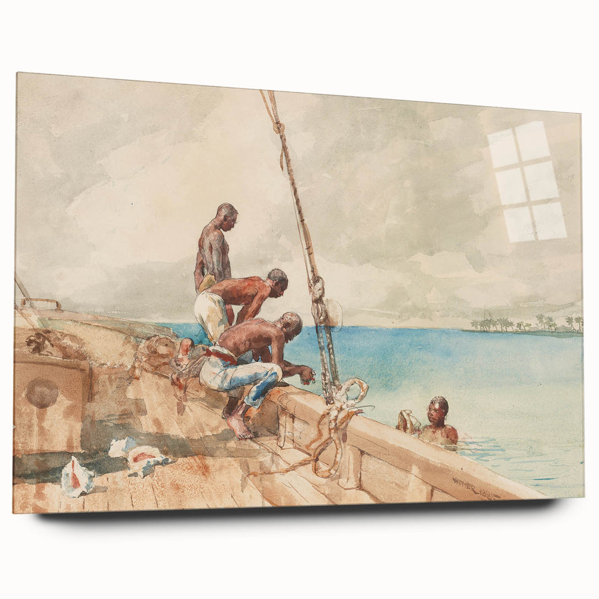 Realism Art Canvas: Maritime Scene with Fishermen Realism Wall Art