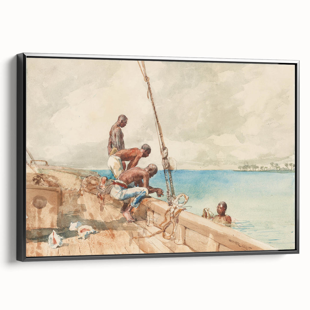 Realism Art Canvas: Maritime Scene with Fishermen Realism Wall Art