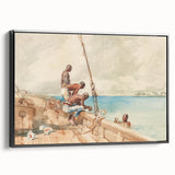 Realism Art Canvas: Maritime Scene with Fishermen Realism Wall Art
