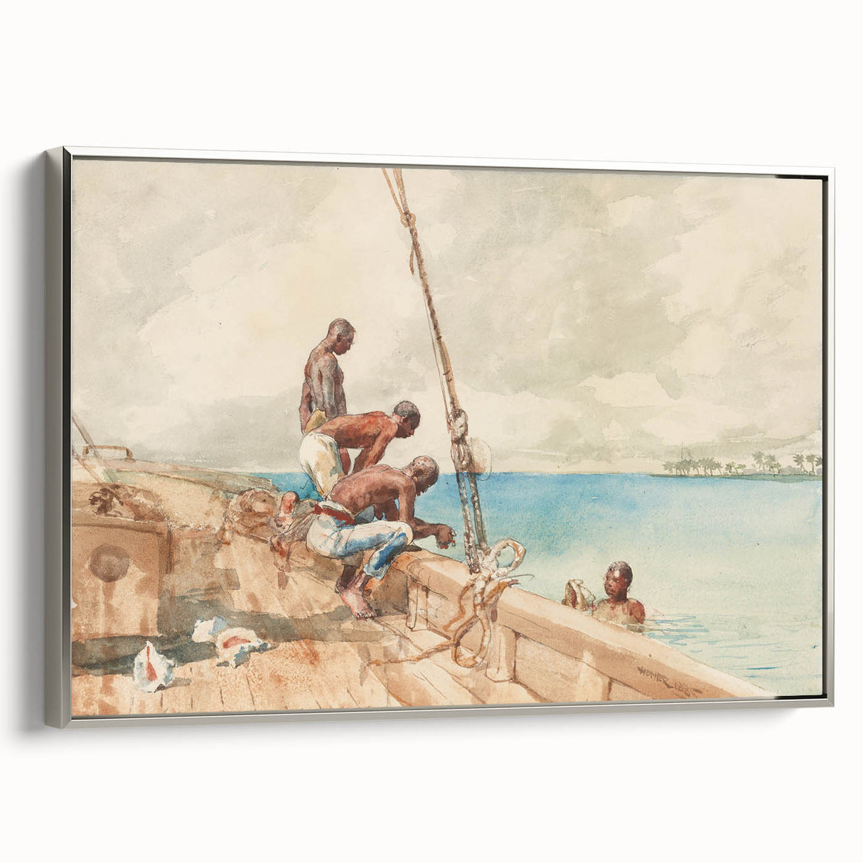 Realism Art Canvas: Maritime Scene with Fishermen Realism Wall Art