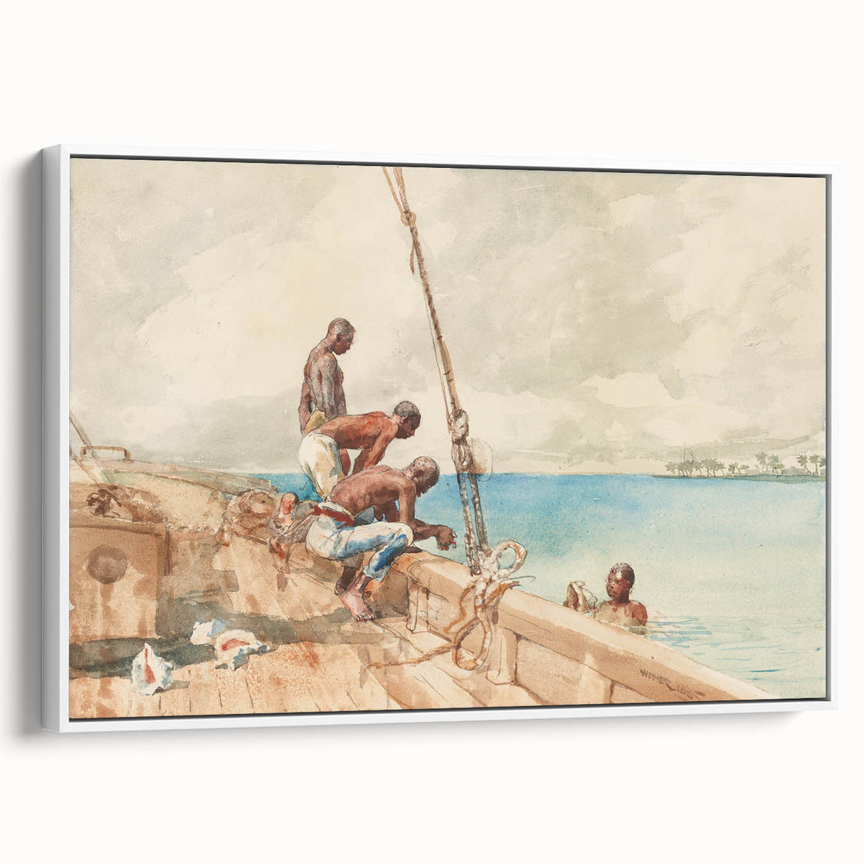 Realism Art Canvas: Maritime Scene with Fishermen Realism Wall Art