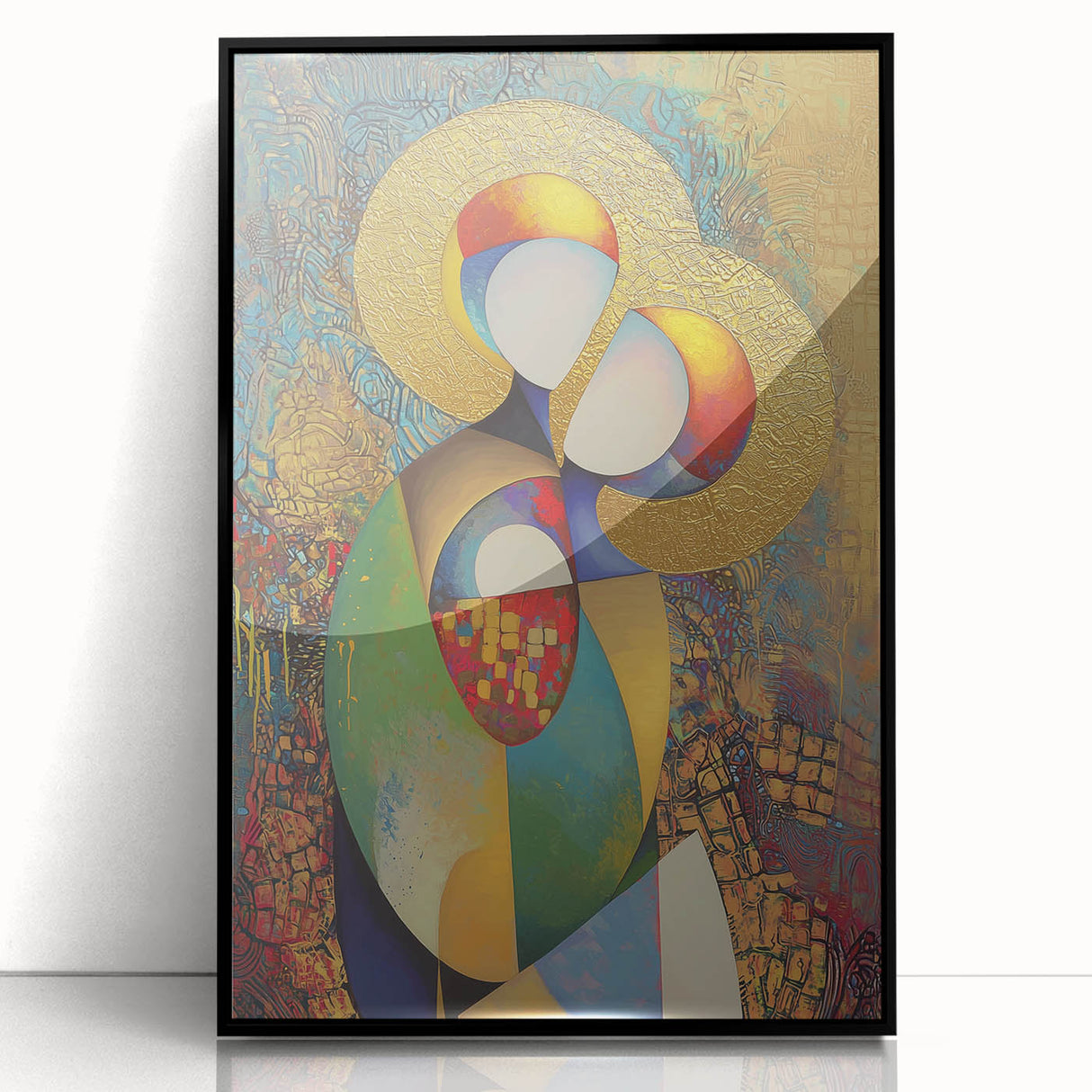Gold & Blue Abstract Living Room Wall Art - Modern Canvas Wall Art