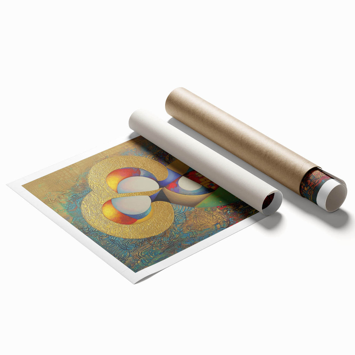 Gold & Blue Abstract Living Room Wall Art - Modern Canvas Wall Art