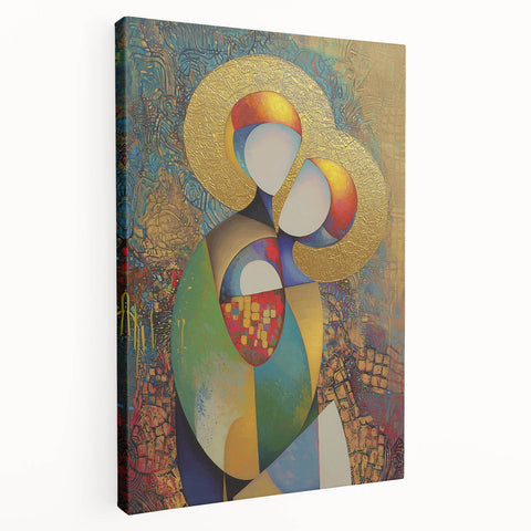 Gold & Blue Abstract Living Room Wall Art - Modern Canvas Wall Art