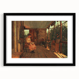Realism Art Canvas: Girl Shelling Peas on a Porch Realism Wall Art