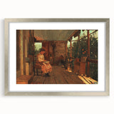 Realism Art Canvas: Girl Shelling Peas on a Porch Realism Wall Art