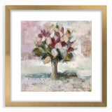 Abstract floral frame with a gold mat, showcasing vibrant colors and intricate designs, perfect for enhancing home decor with a touch of elegance and creativity.