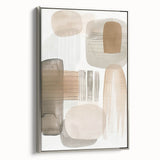 Framed minimalist abstract wall art in silver, showcasing elegant geometric shapes on a canvas, viewed from the side, perfect for modern interior decor.