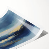Contemporary Abstract Canvas – Navy & Gold Ocean-Inspired Wall Art