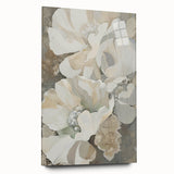 Abstract minimalist wall art design displayed in a sleek acrylic frame, featuring soft pastel colors and geometric shapes, ideal for modern home decor.