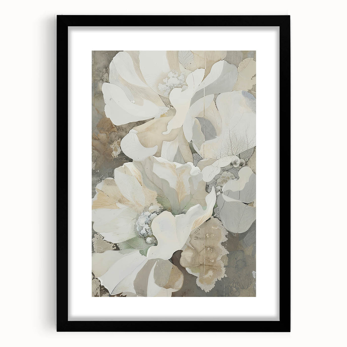 Abstract minimalist wall art framed in black with a white mat, showcasing an elegant design ideal for modern home decor. Perfect for adding sophistication to any space.