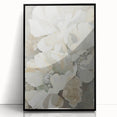 Framed minimalist wall art featuring an abstract design with black and white elements, showcased in an acrylic frame, perfect for modern home decor.