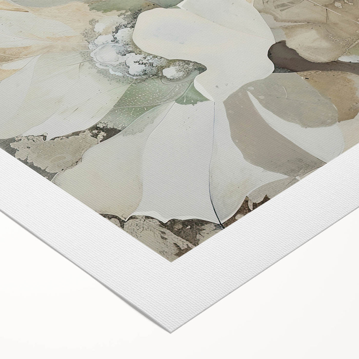 Abstract minimalist wall art on rolled canvas showcasing soft pastel colors and geometric shapes, ideal for modern home decor, packaged for safe delivery.