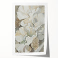 Abstract minimalist wall art print featuring soft pastel colors and geometric shapes, elegantly rolled and ready for display, emphasizing modern decor aesthetics.