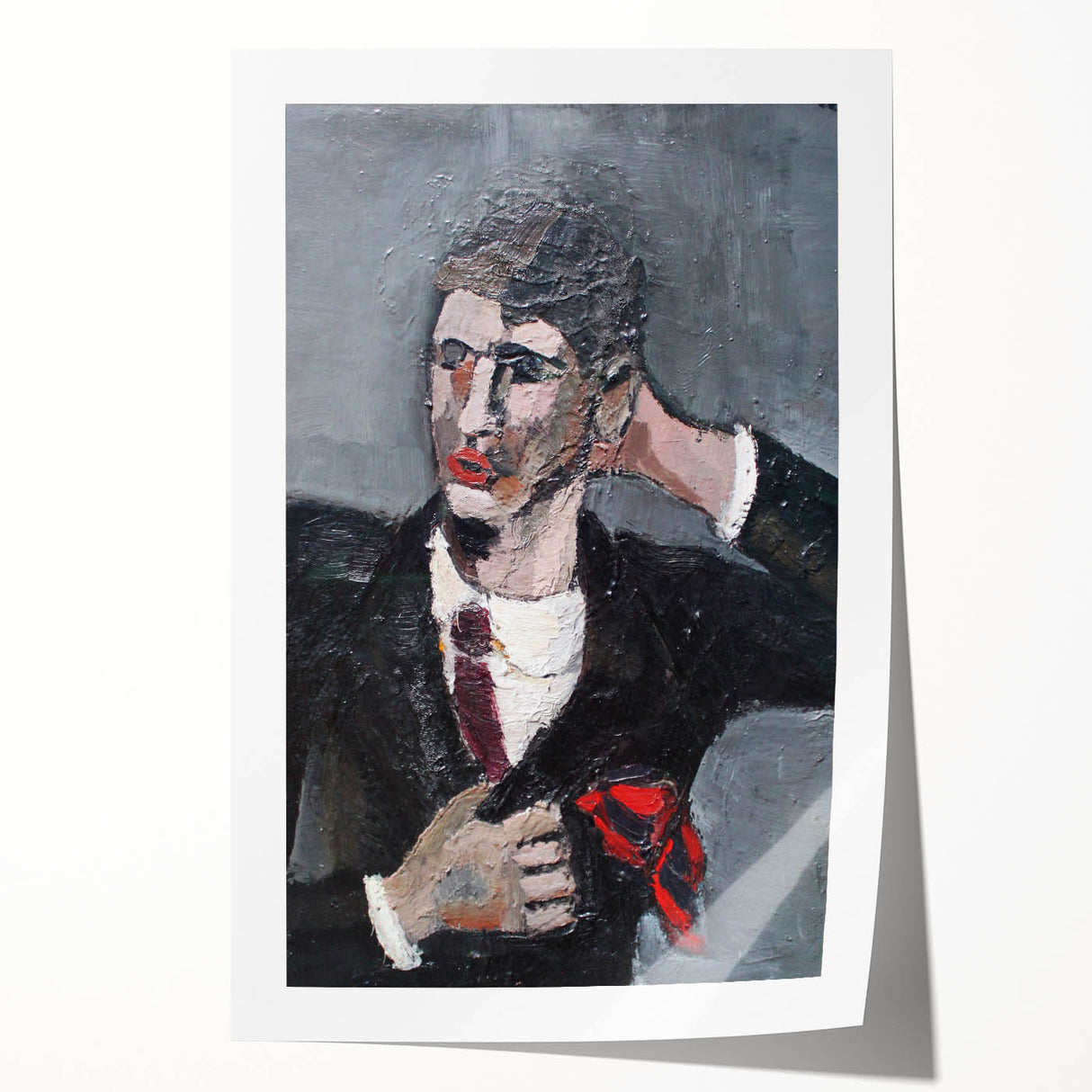 Modern Wall Art: Textured Self-Portrait – Contemporary Bold Decor Piece