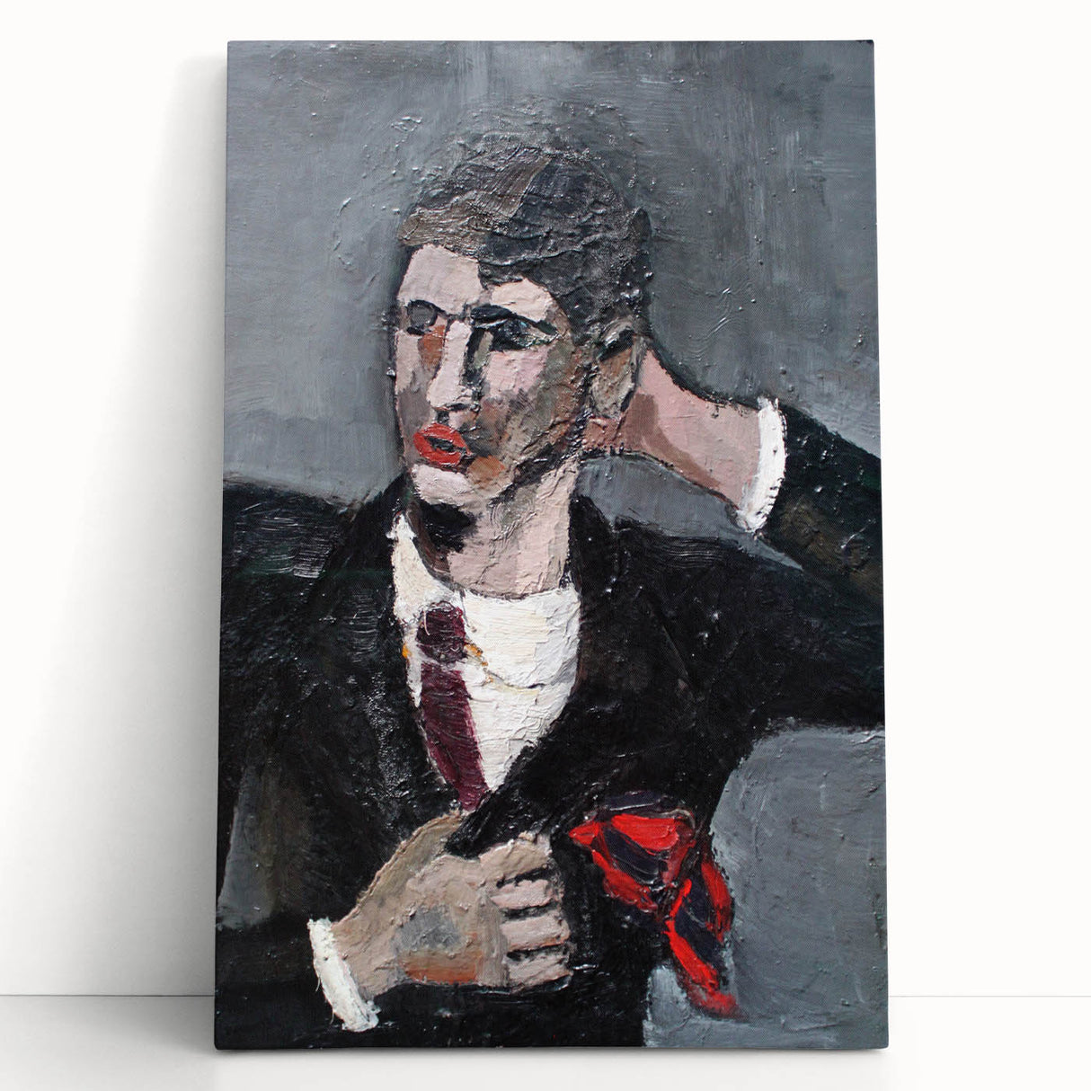 Modern Wall Art: Textured Self-Portrait – Contemporary Bold Decor Piece